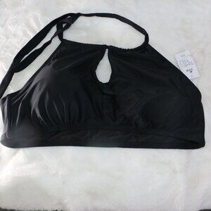 Time and Tru Plus Size Black Halter Keyhole Bikini Top – 3X